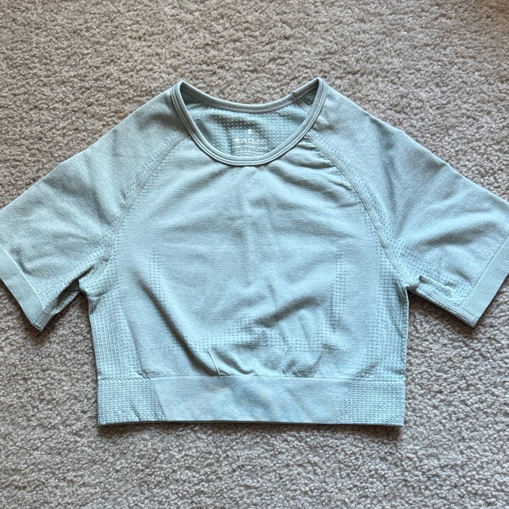 Light Blue Short Sleeve Crop Top